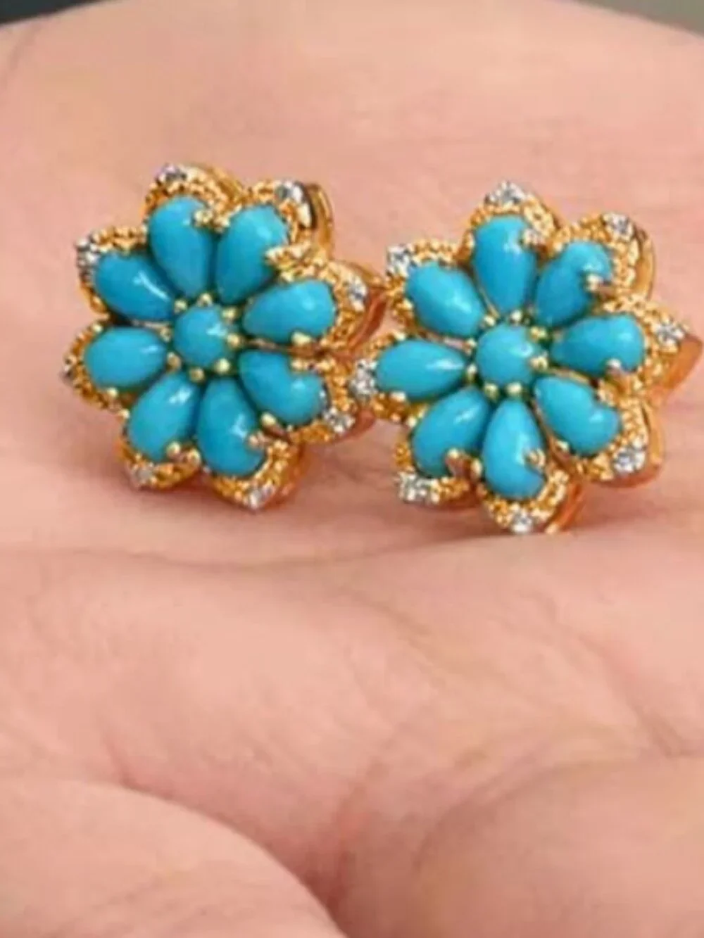 Bohemian Western Natural Turquoise Earrings